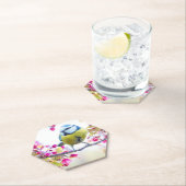 枝かわいらし写真に青と黄色の鳥 ペーパーコースター (インサイチュ)