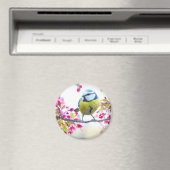 枝かわいらし写真に青と黄色の鳥 マグネット (インサイチュ (食洗機))