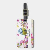 枝かわいらし写真に青と黄色の鳥 ラゲッジタグ (正面縦)