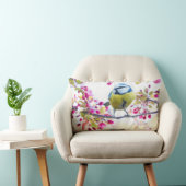 枝かわいらし写真に青と黄色の鳥 ランバークッション (椅子)