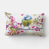 枝かわいらし写真に青と黄色の鳥 ランバークッション (裏面)