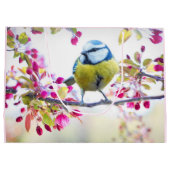 枝かわいらし写真に青と黄色の鳥 ラージペーパーバッグ (裏面)