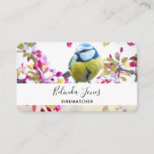 枝かわいらし写真に青と黄色の鳥 名刺 (正面)