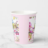 枝かわいらし写真に青と黄色の鳥 紙コップ (左)