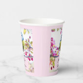 枝かわいらし写真に青と黄色の鳥 紙コップ (右)