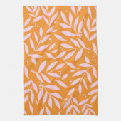 枝かわいらし – オレンジとピンク キッチンタオル (縦)