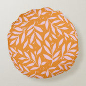 枝かわいらし – オレンジとピンク ラウンドクッション (裏面)