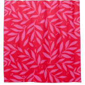 枝かわいらし – ピンクと赤 シャワーカーテン (正面)