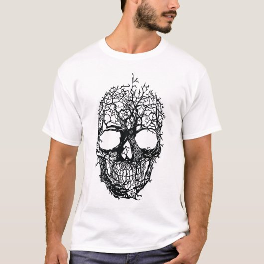 枝でできたドクロの形 Tシャツ (正面)