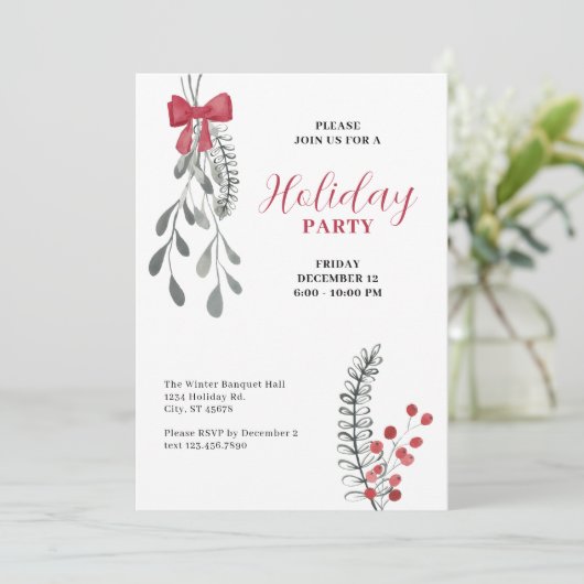 枝とエレガント弓のクリスマスパーティー シーズンカード (スタンド正面)