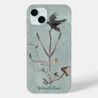 枝とカラスがデザインされたアルギズのルーン iPhone 15 MINIケース