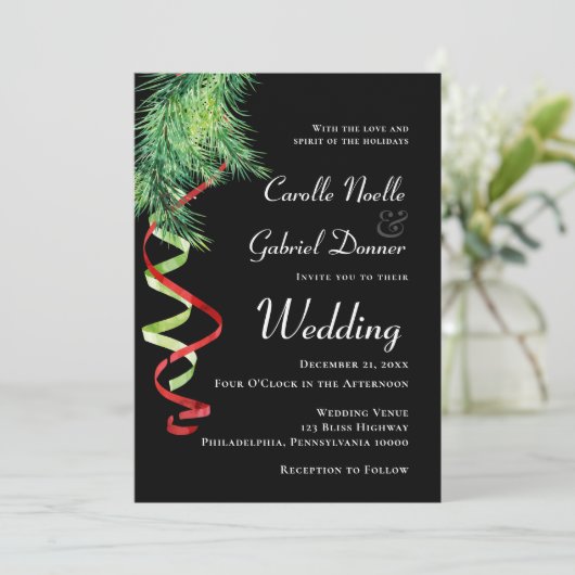 枝とストリーマーのクリスマスウェディング 案内状 (スタンド正面)