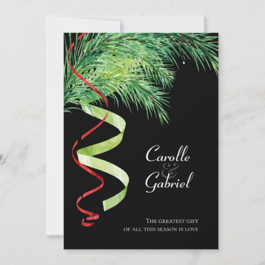 枝とストリーマーのクリスマスウェディング 案内状 (裏面)