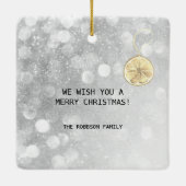 枝とボールを持つクリスマスかわいいフクロウ セラミックオーナメント (裏面)