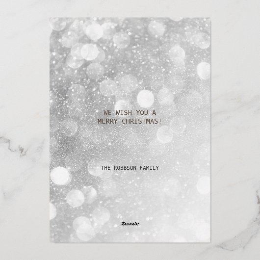 枝とボールを持つクリスマスかわいいフクロウ 箔シーズンカード (裏面)