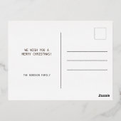 枝とボールを持つクリスマスかわいいフクロウ 箔シーズンポストカード (裏面)