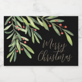 枝と実のクリスマス ホリデー ブラック フードラベル (シングルラベル)