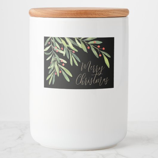 枝と実のクリスマス ホリデー ブラック フードラベル (正面)