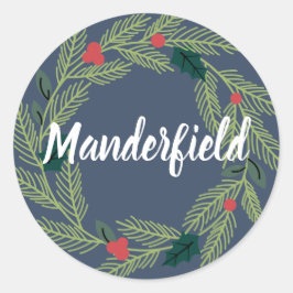 枝と果実の名前を追加ホリデーステッカー ラウンドシール