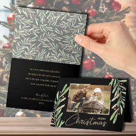 枝と果実を折り畳んだクリスマスフォト シーズンカード