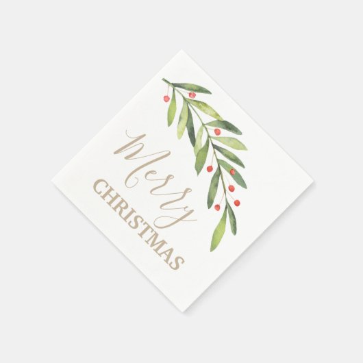 枝と果実メリークリスマス スタンダードカクテルナプキン (角)