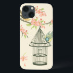 枝と鳥かごでとまる小さい鳥 iPhone 13ケース<br><div class="desc">ナンシーSlocumは多くの鳥を何年にもわたって絵を描きました。 このイメージはピンクの花および鳥かごについて好奇心が強く見ることによって囲まれる枝でとまる2羽の小さく青および黄色の鳥を描写します。 Zazzleあなたのプロダクトのこのクールな鳥テーマの芸術の部分を今日得て下さい。</div>