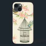 枝と鳥かごでとまる小さい鳥 iPhone 13ケース<br><div class="desc">ナンシーSlocumは多くの鳥を何年にもわたって絵を描きました。 このイメージはピンクの花および鳥かごについて好奇心が強く見ることによって囲まれる枝でとまる2羽の小さく青および黄色の鳥を描写します。 Zazzleあなたのプロダクトのこのクールな鳥テーマの芸術の部分を今日得て下さい。</div>