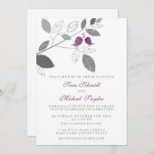 枝にいる愛の鳥の結婚式 招待状 (正面/裏面)