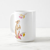 枝におもしろい果実を持つ水色のリス コーヒーマグカップ (正面左)