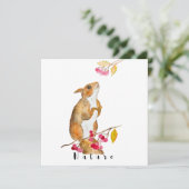 枝におもしろい果実を持つ水色のリス 招待状 (スタンド正面)