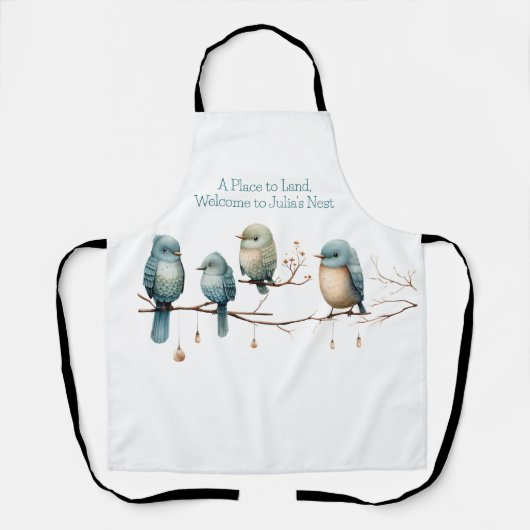 枝にお洒落鳥が咲き乱れる優雅さ エプロン (正面)