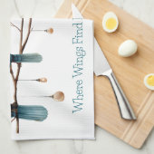 枝にお洒落鳥が咲き乱れる優雅さ キッチンタオル (四つ折り)