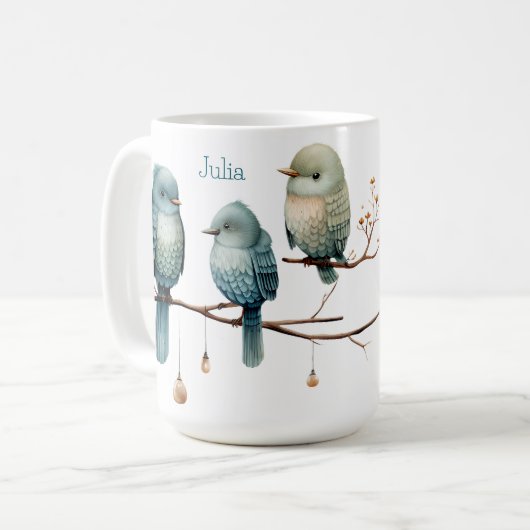 枝にお洒落鳥が咲き乱れる優雅さ コーヒーマグカップ (正面左)