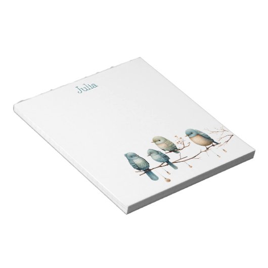枝にお洒落鳥が咲き乱れる優雅さ ノートパッド (アングル)