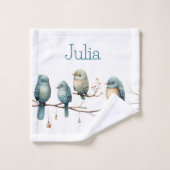 枝にお洒落鳥が咲き乱れる優雅さ バスタオルセット (ウォッシュタオル)