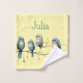 枝にお洒落鳥が咲き乱れる優雅さ バスタオルセット (ウォッシュタオル)