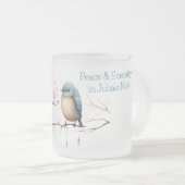 枝にお洒落鳥が咲き乱れる優雅さ フロストグラスマグカップ (正面右)