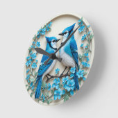 枝にとまる二羽の青い鳥 ラウンド壁時計 (傾斜)