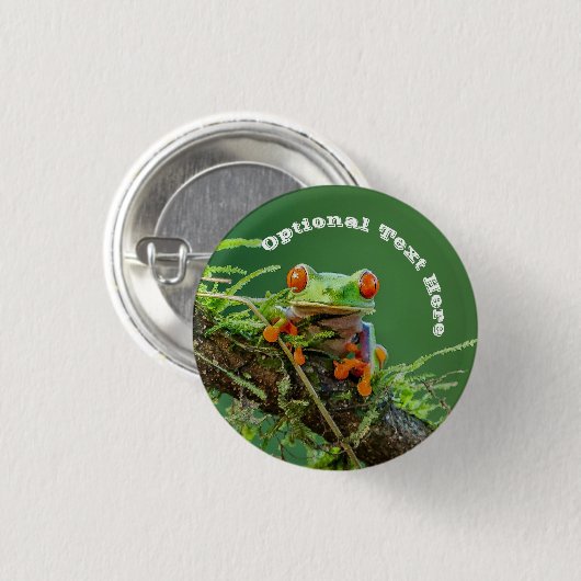 枝にアカガエル 缶バッジ (正面&裏面)