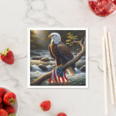 枝にアメリカ国旗を掲げたハゲのワシ スタンダードカクテルナプキン (インサイチュ)