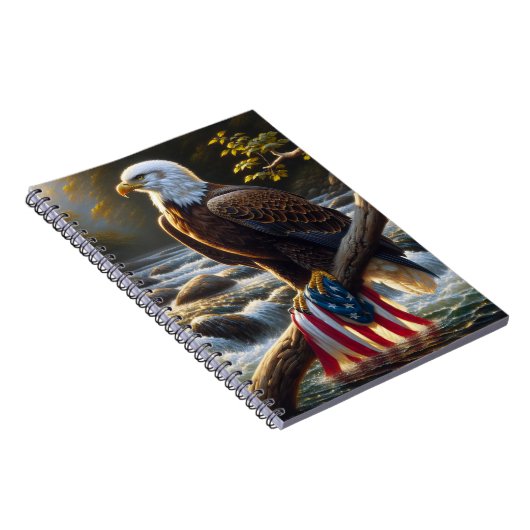 枝にアメリカ国旗を掲げたハゲのワシ ノートブック (右側)