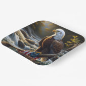 枝にアメリカ国旗を掲げたハゲのワシ ペーパープレート (傾斜あり)