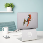 枝にオウムをかける シール (デスク上のノートパソコン)