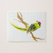 枝にオウムをかける。水の色絵画の。 ジグソーパズル (横)