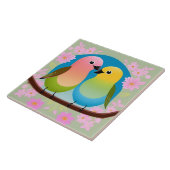 枝にカラフル刺さったマンガの鳥 タイル (側面)