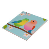 枝にカラフル刺さったマンガの鳥 タイル (側面)