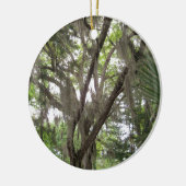 枝にコケスペインのを振るオークの木 セラミックオーナメント (左)
