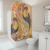 枝にトゥーカン、シームレスな熱帯パターン。 シャワーカーテン (インサイチュ)