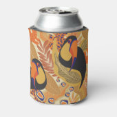 枝にトゥーカン、シームレスな熱帯パターン。 缶クーラー (缶裏面)