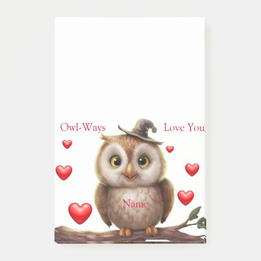 枝にパーソナライズされたかわいい小さなフクロウ ポストイット (正面)
